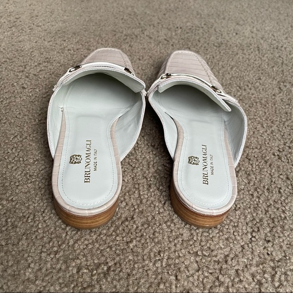 Bruno Magli Mark Flat Loafer Mule - Sand Croc-Print Leather Sz 38.5 NWOT - Picture 10 of 12